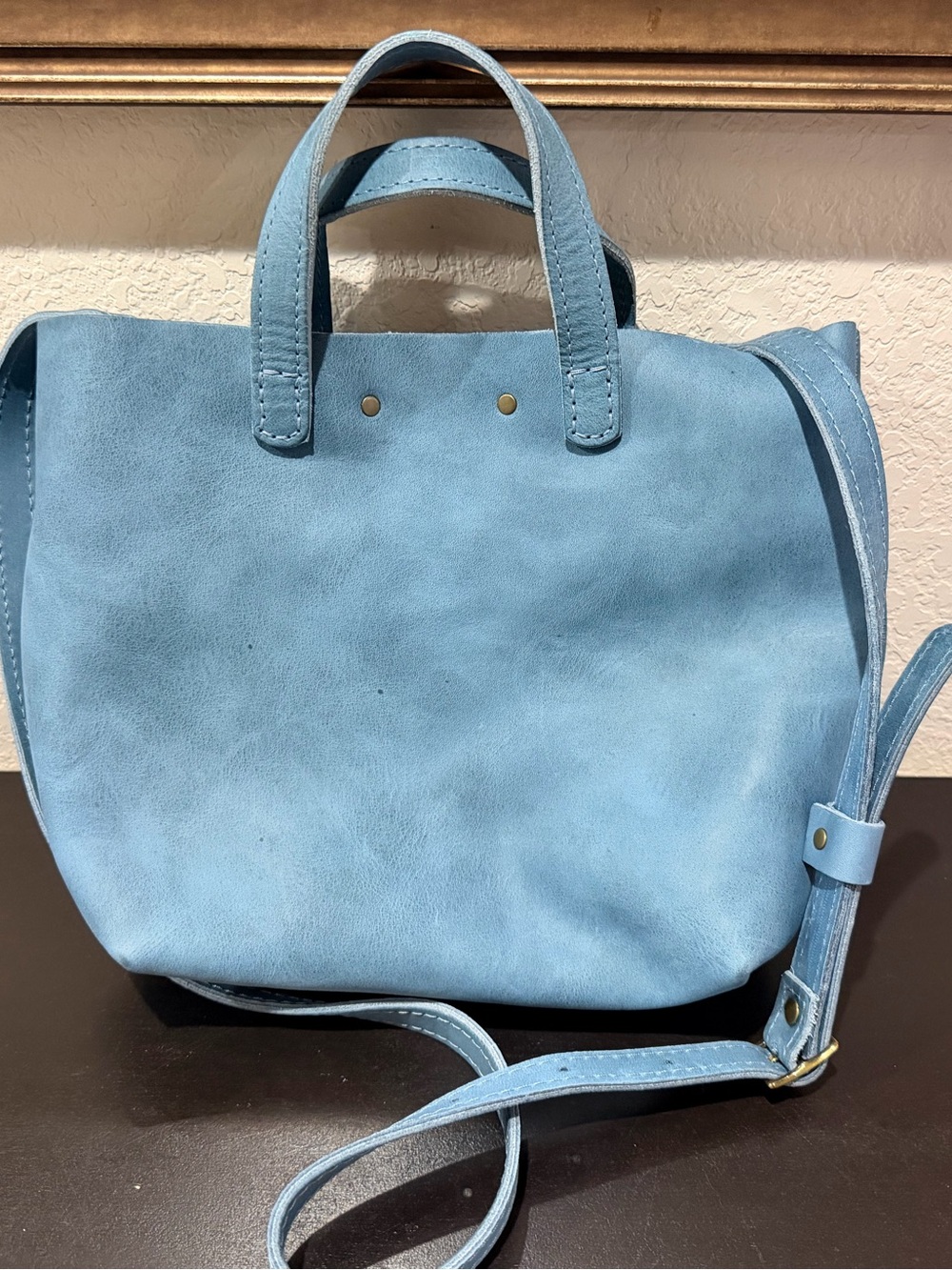 Portland Leather Goods Crossbody Tote Bag – Sky Blue - Picture 3 of 4